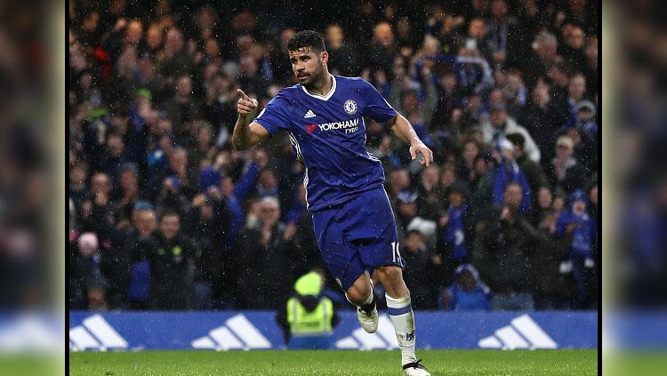 Penyerang Chelsea, Diego Costa sedang melakukan selebrasi. Copyright: Bryn Lennon/Getty Images