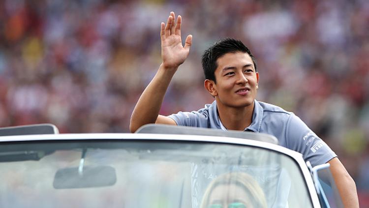 Rio Haryanto melakukan parade pembalap F1 Grand Prix di Hockenheim, Germany.