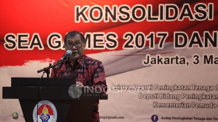 Ketum Satlak Prima, Achmad Sutjipto pada acara Konsolidasi Persiapan SEA Games 2017 dan Asian Games 2018.