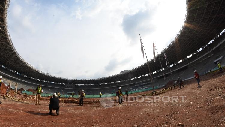 Kondisi terkini Stadion GBK yang sedang direnovasi jelang Asian Games 2018.