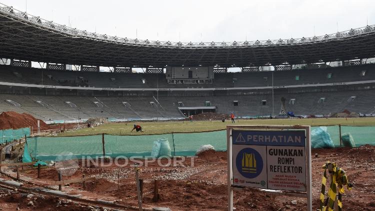 Kondisi terkini Stadion GBK yang sedang direnovasi jelang Asian Games 2018.