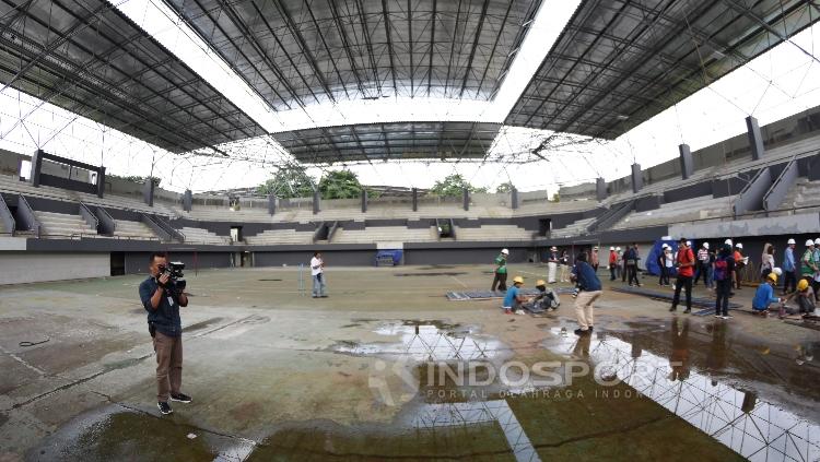 Kondisi terkini renovasi venue Tenis Indoor Senayan.