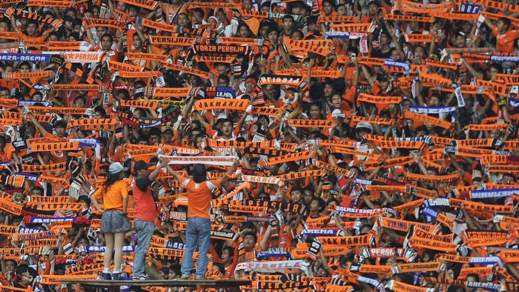 Suporter Persija Jakarta atau Jakmania. Copyright: Antara/Puspa Perwitasari