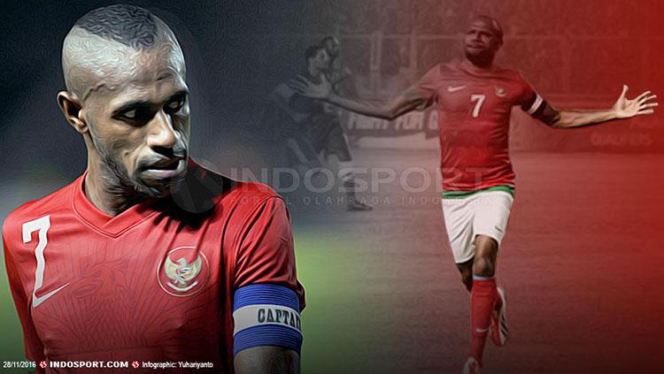 Kapten Timnas Indonesia, Boaz Solossa. Copyright: INDOSPORT/Yuharianto.