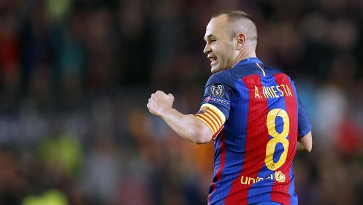 Gelandang Barcelona, Andres Iniesta, pada laga saat melawan PSG. Copyright: VI Images via Getty Images