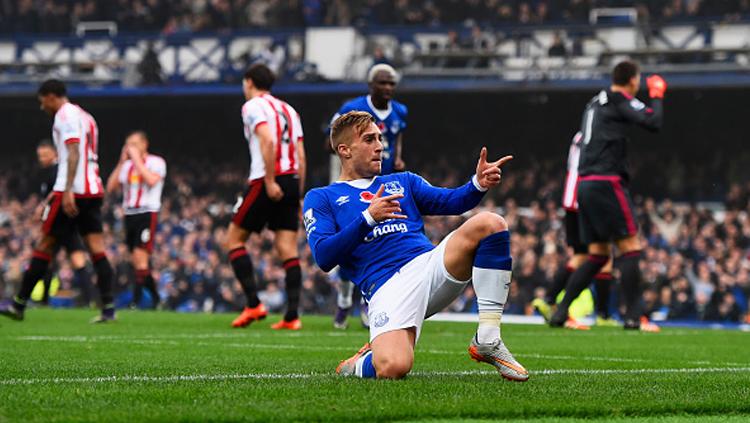 Deulofeu merayakan golnya ke gawang Sunderland. Copyright: David Ramos/Getty Images