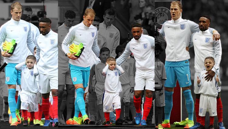 Jermain Defoe, Bradley Lowery dan Joe Hart. Copyright: INDOSPORT/Getty Images