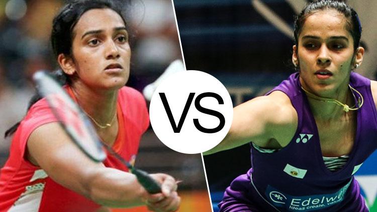 Dua pemain bulutangkis asal India, PV Sindhu dan Saina Nehwal.
