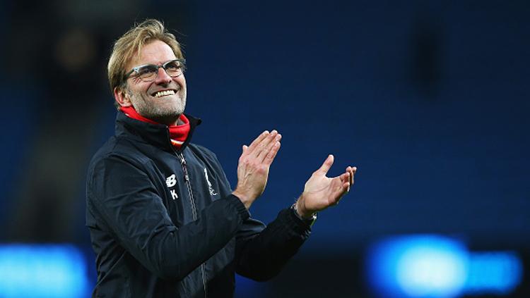 Jurgen Klopp torehkan rekor manis di Derby Merseyside. Copyright: Alex Livesey/Getty Images