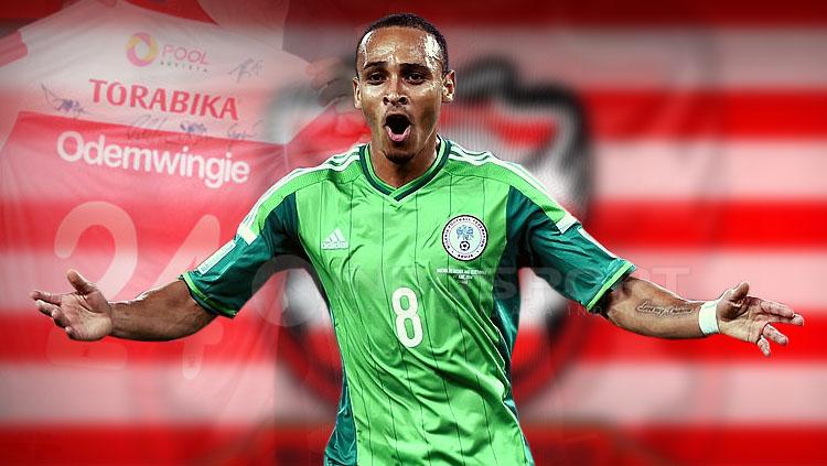 Madura United resmi perkenalkan Peter Odemwingie. Copyright: Grafis: Eli Suhaeli/INDOSPORT
