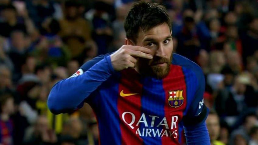 Lionel Messi selebrasi saat mencetak gol dalam laga Barcelona vs Sevilla, Kamis (06/04/17). Copyright: Twitter/FC Barcelona
