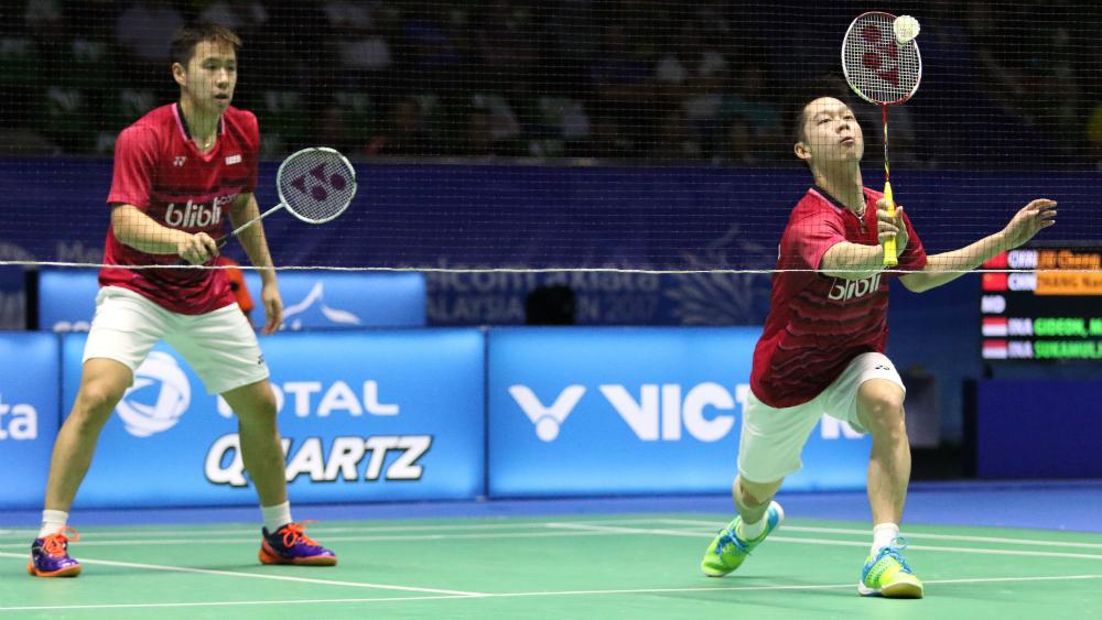 Kevin Sanjaya Sukamuljo/Marcus Fernaldi Gideon di babak kedua Malaysia Open SSP 2017 Copyright: Humas PBSI