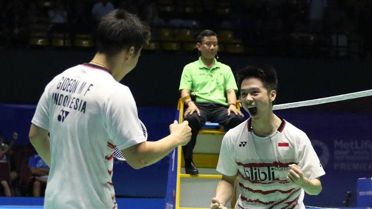 Kevin%20Sanjaya%20Sukamuljo%2FMarcus%20Fernaldi%20Gideon%20beraksi%20di%20babak%20semifinal%20Malaysia%20Open.