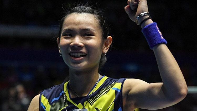 Pebulutangkis tunggal putri asal Chinese Taipei, Tai Tzu Ying, menggunakan kain sari khas India.