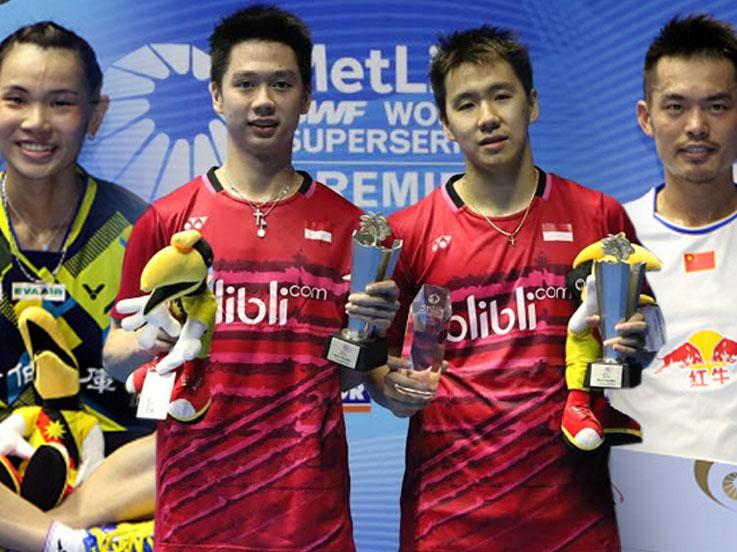 Marcus Fernaldi Gideon/Kevin Sanjaya Sukamuljo, Lin Dan dan Tai Tzu Ying juara Malaysia Open Super Series Premier 2017. Copyright: INDOSPORT/Getty Images