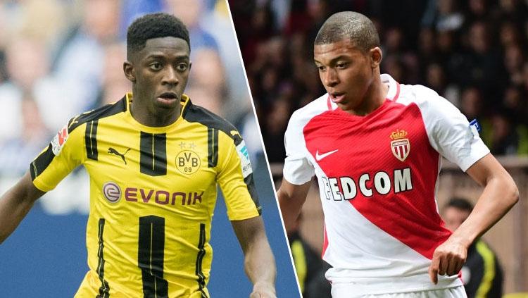 Ousmane Dembele (kiri) dan Kylian Mbappe. Copyright: Boris Streubel/Dave Winter/Icon Sport