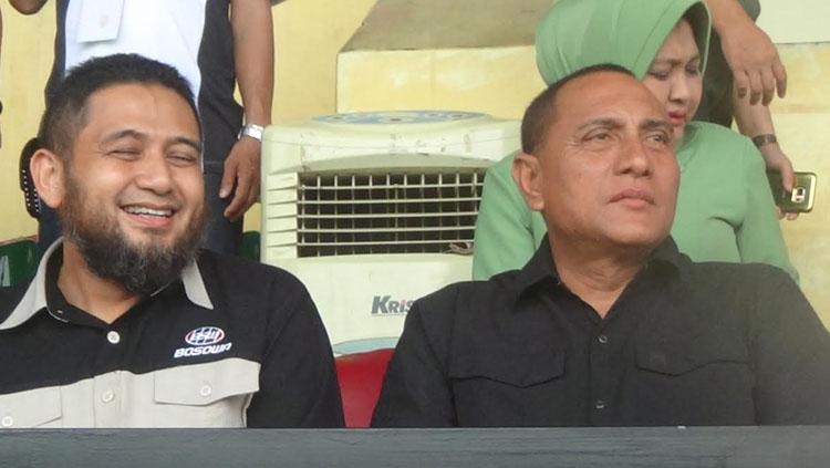 Ketua Umum PSSI, Edy Rahmayadi (kanan) tengah ditemani CEO PSM Makassar, Munafri Arifuddin. Copyright: Muhammad Nur Basri/INDOSPORT