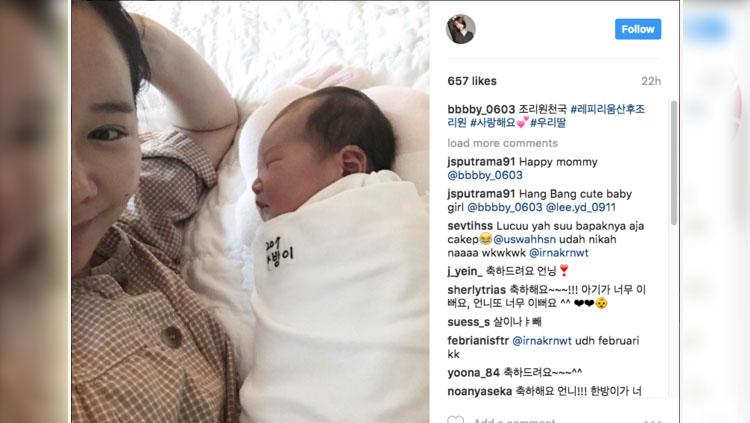 Istri Lee Yong-dae, Byun Soo-mi memperlihatkan putri pertamanya. Copyright: Instagram milik Byun Soo-mi.
