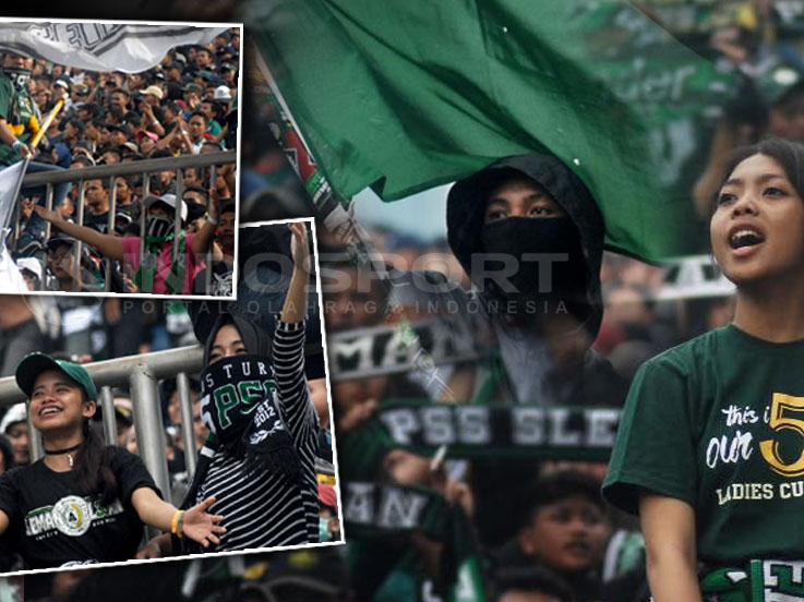 Kelompok ultras wanita Brigata Curva Sud PSS Sleman, Ladies Curva Sud (LCS). Copyright: Prima Pribadi/INDOSPORT