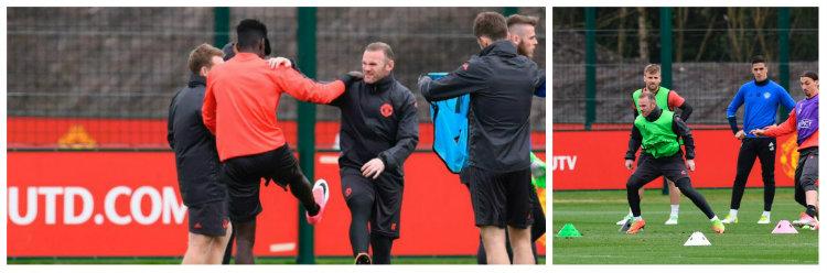 Kapten Manchester United, Wayne Rooney terlihat mulai kembali berlatih bersama rekan-rekannya. Copyright: Thesun.co.uk