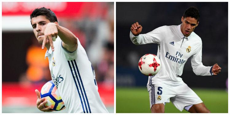 Alvaro Morata dan Raphael Varane dijadikan bahan tukar jika Real Madrid menginginkan David De Gea. Copyright: Getty Images
