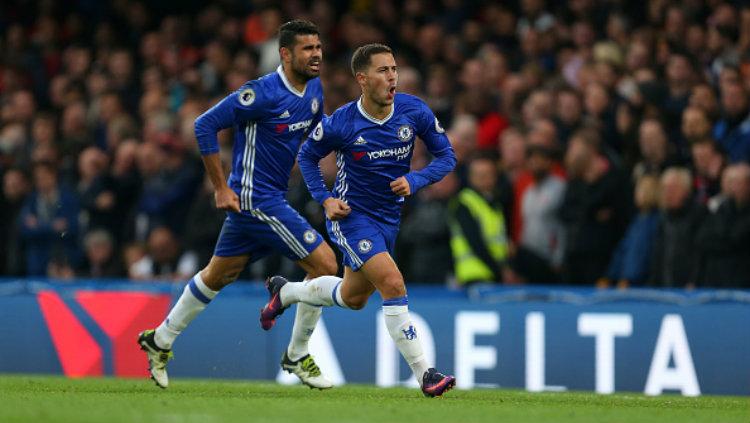 Eden Hazard dan Diego Costa. Copyright: Catherine Ivill - AMA/Getty Images