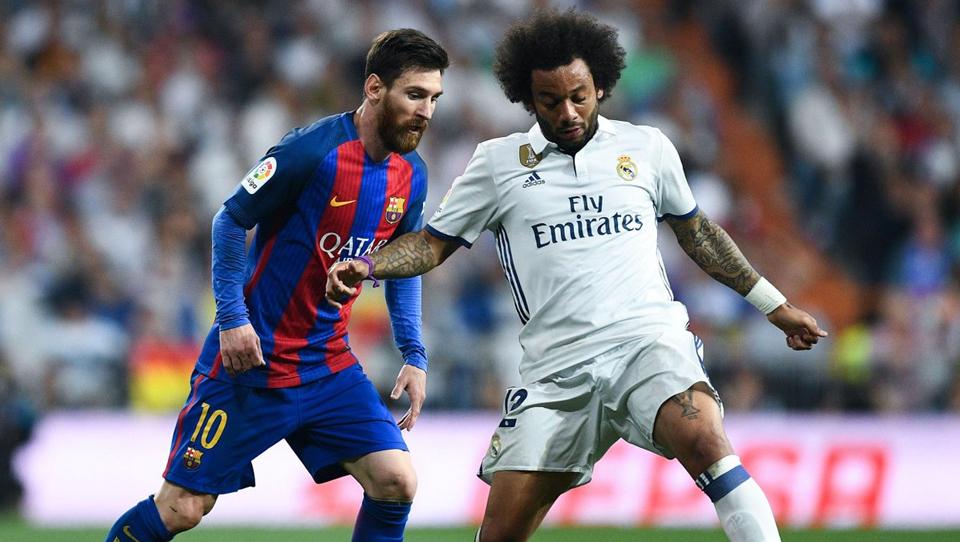 Lionel Messi dan Marcelo. Copyright: TWITTER/@ultra_barcelona
