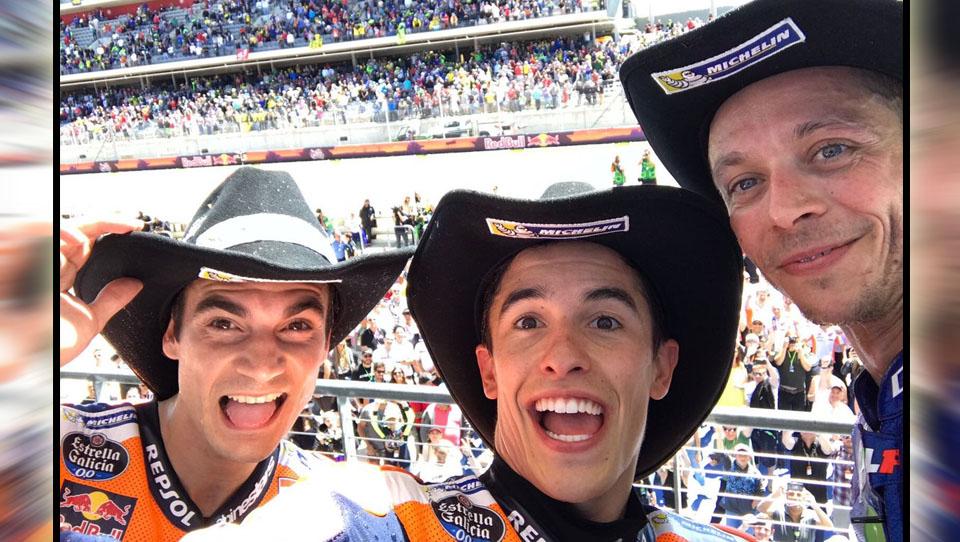 Dani Pedrosa, Marc Marquez, dan Valentino Rossi.