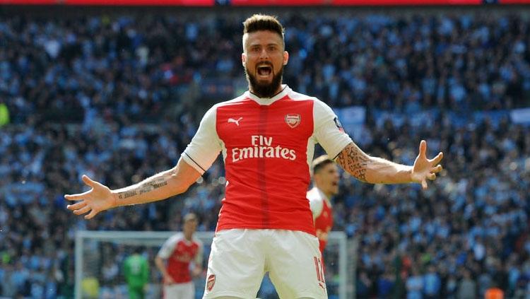 Selebrasi Olivier Giroud. Copyright: Stuart MacFarlane/Arsenal FC via Getty Images