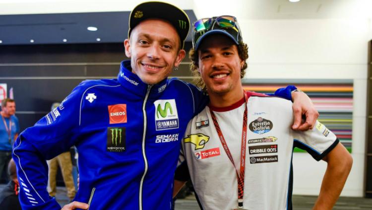 Valentino Rossi dan anak didiknya, Franco Morbidelli. - INDOSPORT