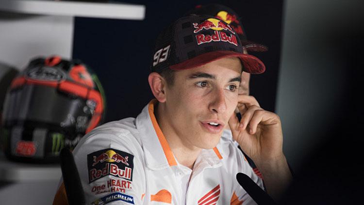 Pembalap Repsol Honda, Marc Marquez dalam konferensi pers. Copyright: Mirco Lazzari gp/Getty Images