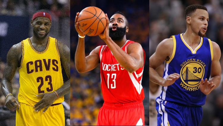 LeBron James, James Harden, dan Stephen Curry. - INDOSPORT