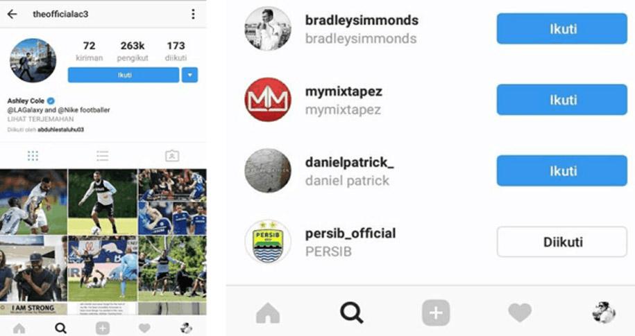 Mantan bek kiri Chelsea, Ashley Cole mem-folllow Instagram Persib Bandung. Copyright: Instagram Ashley Cole