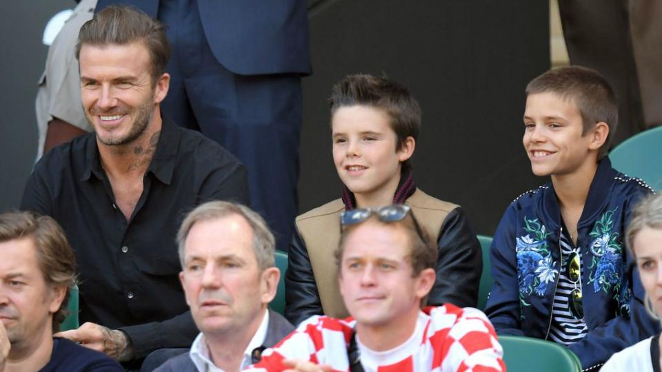 David Beckham menonton laga Wimbledon. Copyright: Getty Images