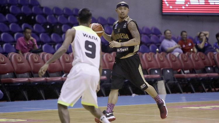 Mario Wuysang saat Indonesia menghadapi Myanmar di SEABA Championship 2017. Copyright: fiba.com