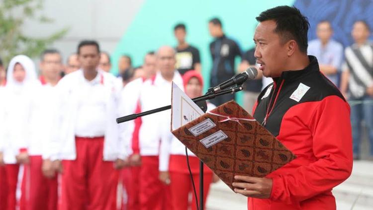 Menpora, Imam Nahrawi saat mengambil sumpah dan melantik  Pejabat Administrator dan Pengawas di lingkungan Kemenpora, Jumat (19/05/17). Copyright: Info Kemenpora