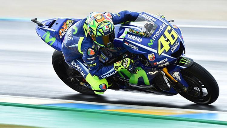 Valentino Rossi saat menjalani sesi latihan bebas di MotoGP Prancis.