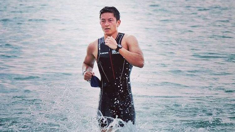 Rio Haryanto saat mengikuti Bintan Triathlon 2017. Copyright: Twitter@SahabatRio