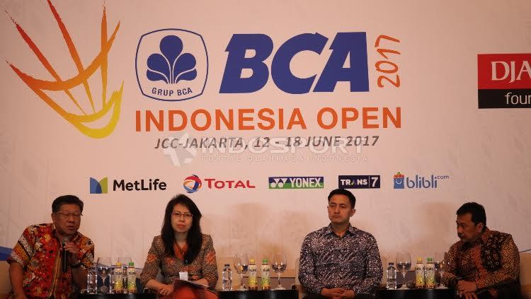 Detik-detik dimulainya konferensi pers jelang Indonesia Open 2017.