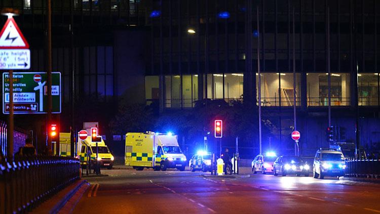 Polisi mulai berdatangan untuk menangani ledakan di Manchester Arena. Copyright: Dave Thompson/Getty Images