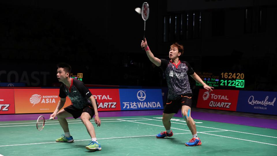 Kevin Sanjaya Sukamuljo/Marcus Fernaldi Gideon di ajang Piala Sudirman 2017. Copyright: Humas PBSI