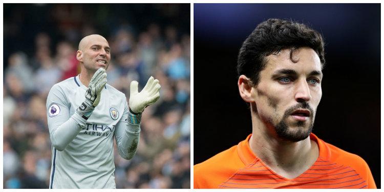 Pemain Manchester City, Willy Caballero dan Jesus Navas memutuskan hengkang di musim depan. Copyright: Internet/Getty Images