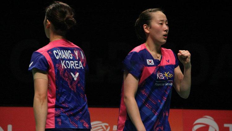 Pasangan ganda putri asal Korea, Chang Ye Na/Lee So Hee. - INDOSPORT