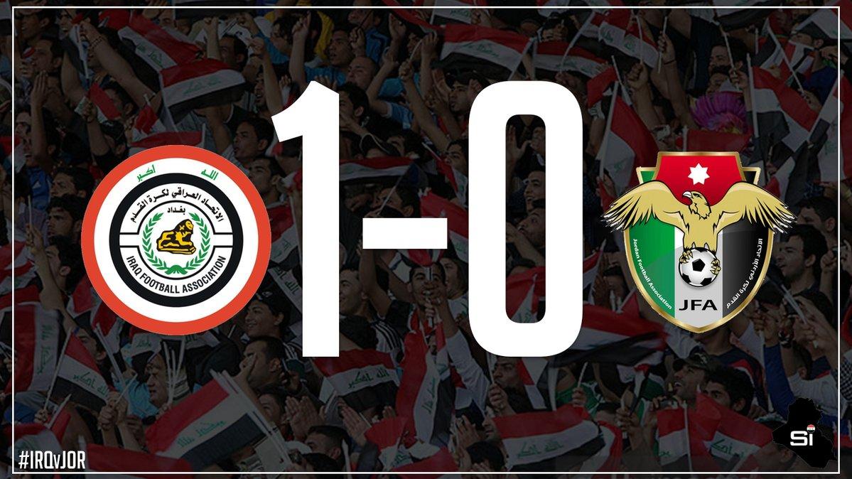 Skor akhir TImnas Irak kontra Jordan di Basra Stadium berakhir dengan kemenangan tuan rumah. Copyright: Twitter/@SoccerIraq