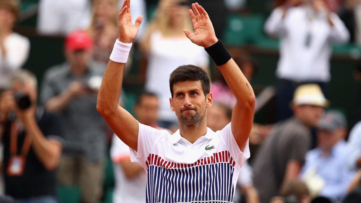 Novak Djokovic usai mengalahkan Diego Schwartzman di babak ketiga Prancis Terbuka 2017. Copyright: Twitter @tennis_phil