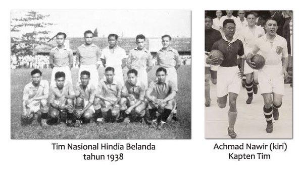 Skuat Timnas Indonesia di Piala Dunia 1938, bersama Achmad Nawir. Copyright: Twitter/@IndonesiaFOTD
