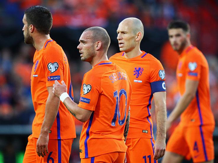 Pemain Timnas Belanda merayakan gol. Copyright: Getty Images