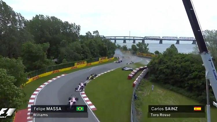 Felipe Massa saat mengalami kecelakaan. Copyright: streamable