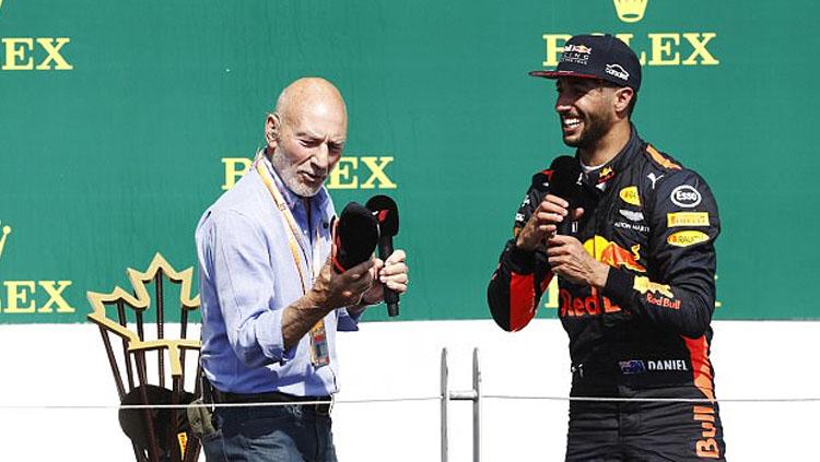 Patrick Stewart dan Daniel Ricciardo. Copyright: dailymail.co.uk