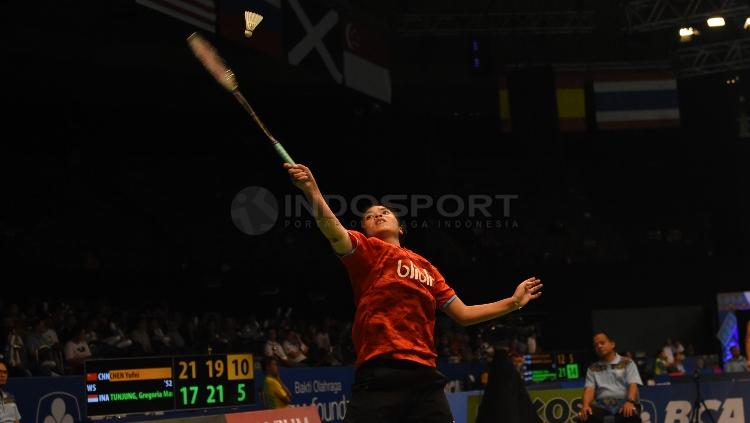 Gregoria Mariska di babak pertama Indonesia Open 2017. Copyright: Herry Ibrahim/INDOSPORT